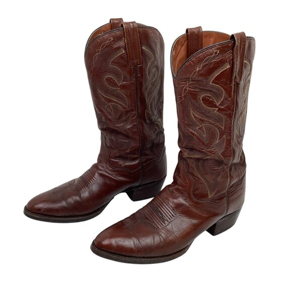 Dan Post Marlboro Western Style 2111 Mens 9D Leather Cowboy Boots Brown - Picture 1 of 12